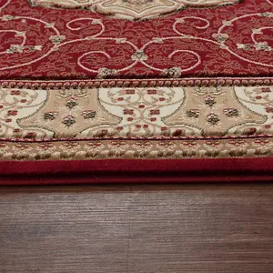 Abaseen 160x230 cm Red Royal Tabriz Rug Classic Oriental Rug 10mm Soft Pile Washable Area Rugs for Home and Office