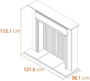 Adam Florence Stove Fireplace in Pure White with Lunar Electric Stove in Grey, 48 Inch