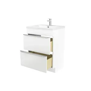 GoodHome Imandra White Freestanding Vanity unit & basin set - Includes Nira basin (W)604mm