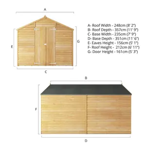 Waltons Garden Shed 12 x 8 Overlap Apex Double Door Windowless Wooden Outdoor Storage Building