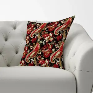 Paisley Christmas Stars Red Cushions 33cm x 48cm