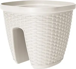 Emsa 2PC White Casa Mesh Railing Pots 30cm x 30cm x 26cm