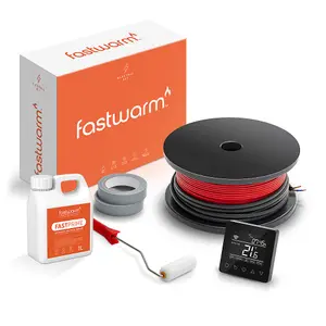 Fastwarm 100W Electric Underfloor Heating Cable Kit - 7.6m - WiFi Black Thermostat