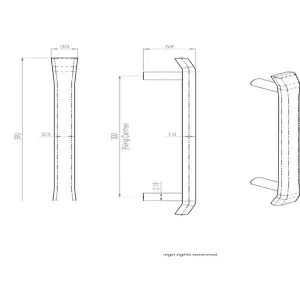 2x Flat Bar Pull Handle with Chamfered Edges 300mm Fixing Centres Satin Steel