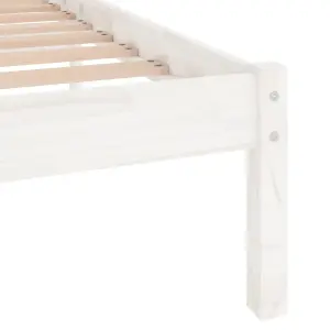 Berkfield Bed Frame White Solid Wood 120x190 cm Small Double