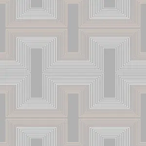 GoodHome Anor Light grey Metallic effect Geometric Textured Wallpaper Sample