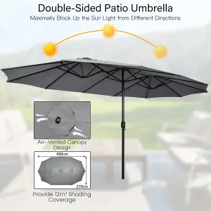 Costway 4.5M Double-Sided Patio Umbrella Extra-Large Market Umbrella w/ Base