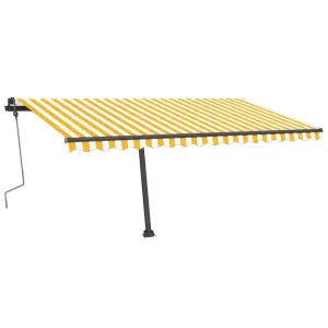 Berkfield Manual Retractable Awning with LED 400x350 cm Yellow and White