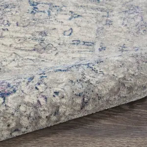 Beige Blue Modern Floral Optical Easy to Clean Rug for Living Room and Bedroom-160cm X 221cm