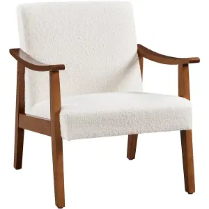 Yaheetech Ivory Upholstered Faux Leather Armchair with Wood Legs