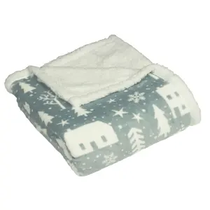 furn. Winter Walk Printed Sherpa Fleece Throw