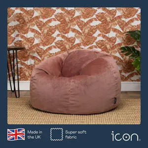 icon Aurora Classic Velvet Bean Bag Chair Dusk Pink Bean Bags