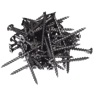 Wood Screws Length: 45mm ( Pack of: 500 ) Premium Black Phosphate Coated Coarse Thread Self-Tapping Drywall, Plasterboard