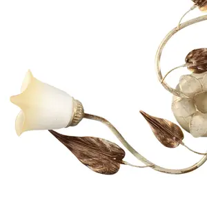 Luminosa Vanda 3 Light Multi Arm Semi Flush Ceiling Lamp, Ivory