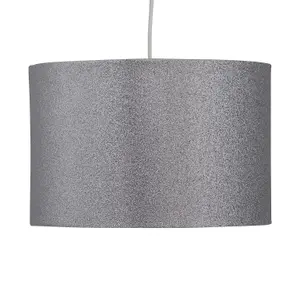 First Choice Lighting Set of 2 Silvery Grey Glitter 25cm Pendant Lightshades