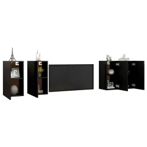 Berkfield TV Cabinets 4 pcs Black 30.5x30x60 cm Engineered Wood