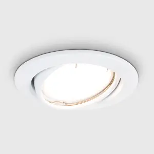 ValueLights Downlight Tiltable Fire Rated White Ceiling Light Fitting Single Pack