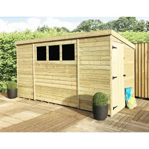 12 x 6 Garden Shed Pressure Treated T&G PENT Wooden Garden Shed - 3 Windows + Side Door (12' x 6' / 12ft x 6ft) (12x6)