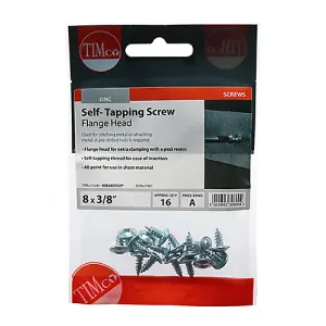 TIMCO Self-Tapping Flange Head Silver Screws - 8 x 3/8