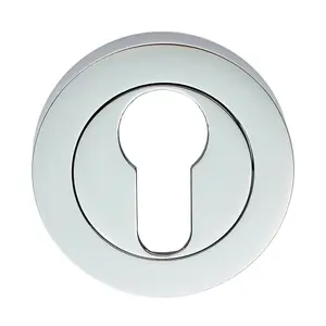 50mm Euro Profile Round Escutcheon 10mm Depth Concealed Fix Polished Chrome