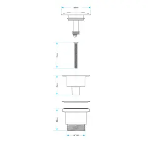 Brushed Brass Universal Basin Waste Suitable For Basins With or Without Overflow Solid Metal Leak Free