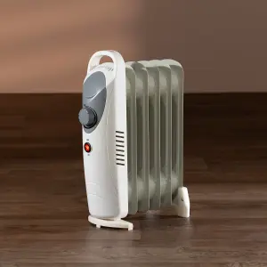 Daewoo Mini Oil Filled Radiator 800W 6-Fin Portable Heater White HEA1140GE