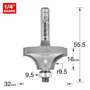 Trend 46/140 x 1/4 TCT Bearing Guided Ovolo & Round Over 9.5mm Radius