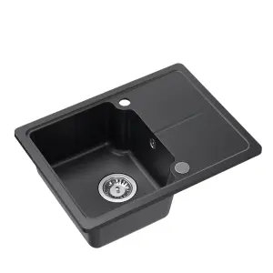 Quadron Baby Johnny super compact kitchen sink with small drainer to fit 40cm cabinet, Black GraniteQ material