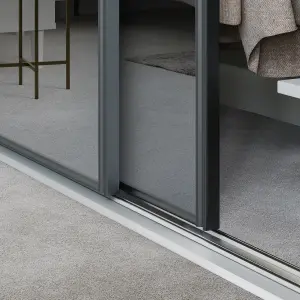 Classic Panelled Mirrored Graphite 3 door Sliding Wardrobe Door kit (H)2260mm (W)2216mm