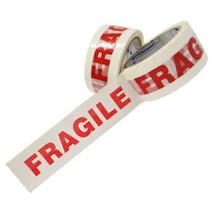 2 Rolls of Fragile Printed 50mm x 66m Strong Sticky Packaging Parcel Tapes