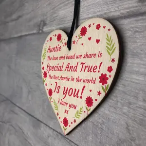 Special Gift For Auntie Birthday Mothers Day Wood Heart Gift From Niece Nephew Keepsake