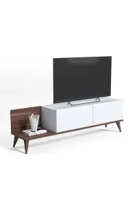 Soho TV Stand with 1 Shelves and 2 Cabinet, 152 x 35 x 43 cm TV Unit Table for TVs up to 55 inch, Walnut/White