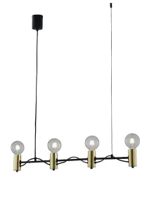 Luminosa Axon Bar Ceiling Pendant, Black, Gold, E27