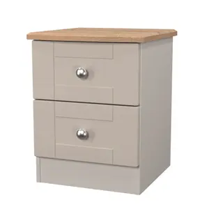 Sussex Ready assembled Beige & oak 2 Drawer Bedside chest (H)502mm (W)395mm (D)411mm