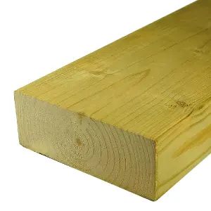 Single C24 Graded Pressure Treated Scandinavian Smooth Planed Tantalised Softwood Board 5x2" - 45x120mm - 1400mm