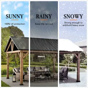 Sunjoy FSC Cedar Wood Gazebo REBRA - 465cm x 404cm, Anthracite