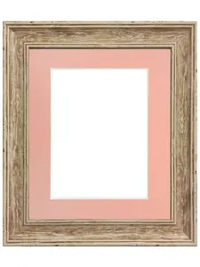 Scandi Distressed Wood Frame with Pink Mount for Image Size 8 x 6 Inch