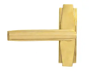 Polished Brass Art Deco Lever on Rose Set