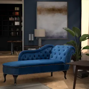 Left Hand Chaise Lounge in Velvet Blue