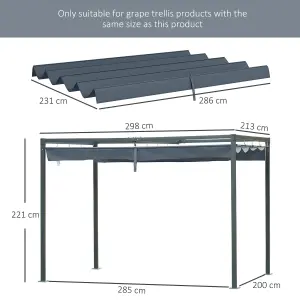 Outsunny Pergola Sun Shade Cover Roof Replacement for 2.85x2m Pergola, Grey