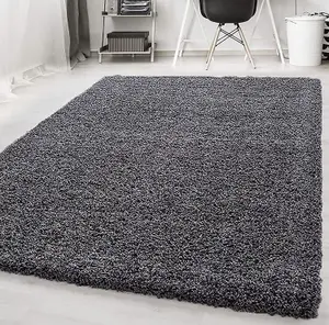 Dark Grey Shaggy Area Rug Elegant and Fade-Resistant Carpet Runner - 120x170 cm