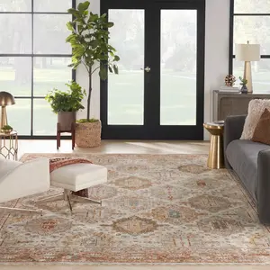 Multicolored Bordered Geometric Luxurious Traditional Persian Rug for Living Room, Bedroom - 160cm X 234cm