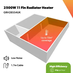 Geepas White 2500W Digital Oil Filled Radiator Remote Control