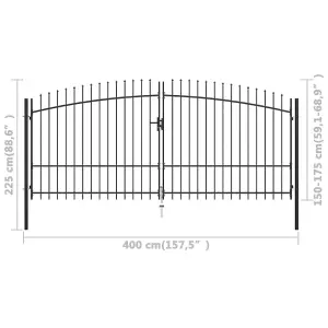 Berkfield Double Door Fence Gate with Spear Top 400x225 cm