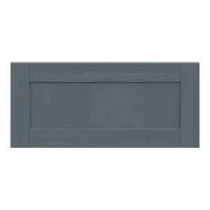 Alpinia Matt dusk blue wood effect Drawer front, bridging door & bi fold door, 356mm x 18mm x 797mm