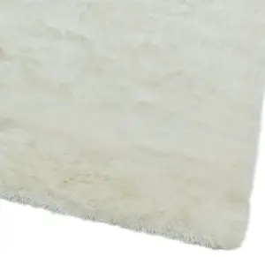 Ivory Super Soft Shaggy Handmade Modern Plain Sparkle Easy to Clean Rug For Dining Room Bedroom Living Room-200cm X 300cm