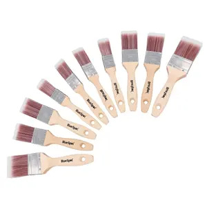 10pc Synthetic Paint Brush Painting + Decorating Brushes Wooden Handle 1" - 2"