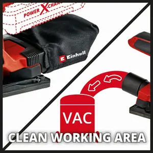 Einhell Cordless Orbital Sheet Sander 18V Power X-Change 1/3 Size Hook & Loop Sheets Dust Bag TE-OS 18/187 Li Solo - Body Only