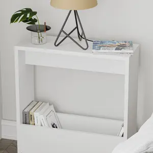 Beeler Modern Slim Compact Side Table White