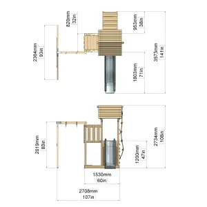 PolarPlay Balcony Tower Kids Wooden Climbing Frame with Swing and Slide - Swing Calder Mist